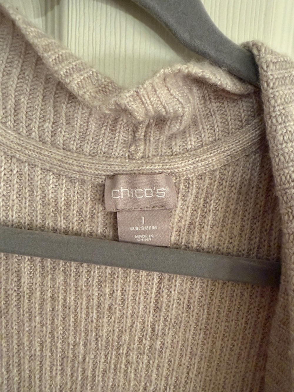Chico's Light Cream Open-Front Ribbed Cardigan - Picture 2 of 3